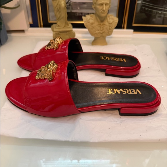 Authentic Versace Red Sandals with Gold Medusa with COA. - Picture 4 of 9
